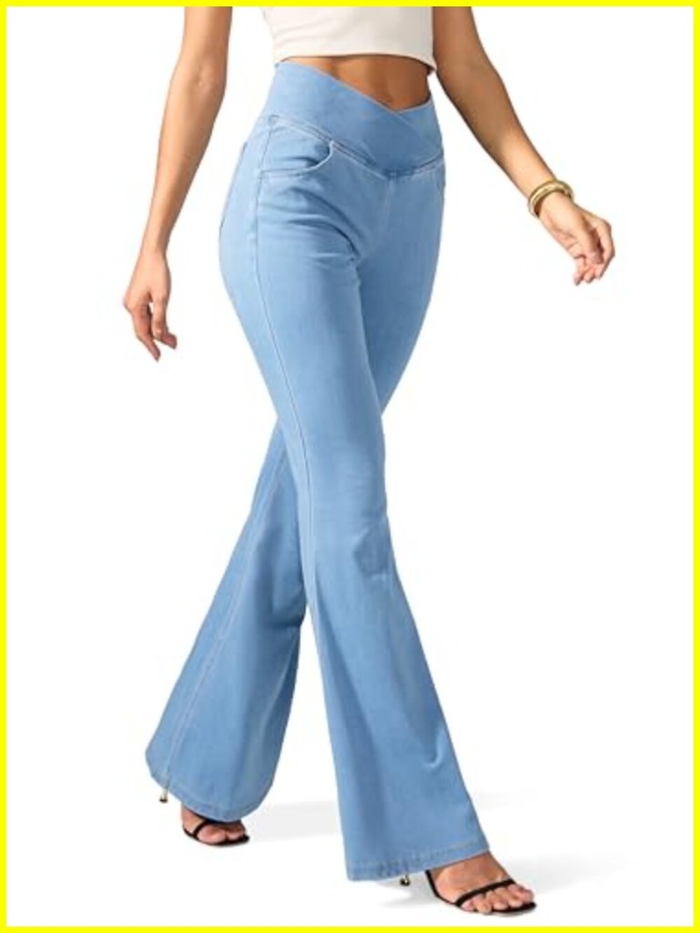 Stretchy Flare Jeggings High Waist Bell Bottom Yoga Jeans Women 4-Way